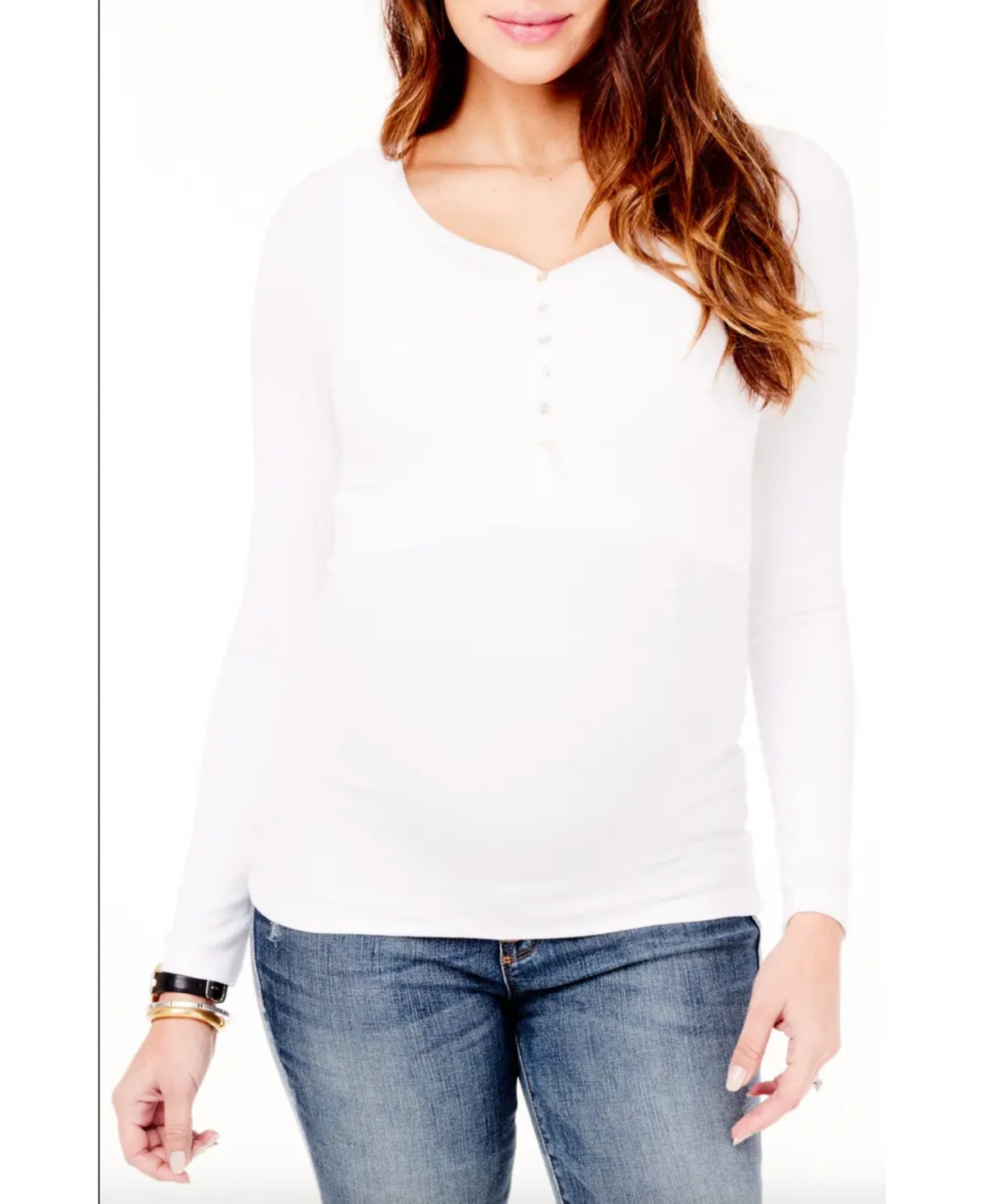 Women's Maternity Long Sleeve Rib Henley | Macys (US)