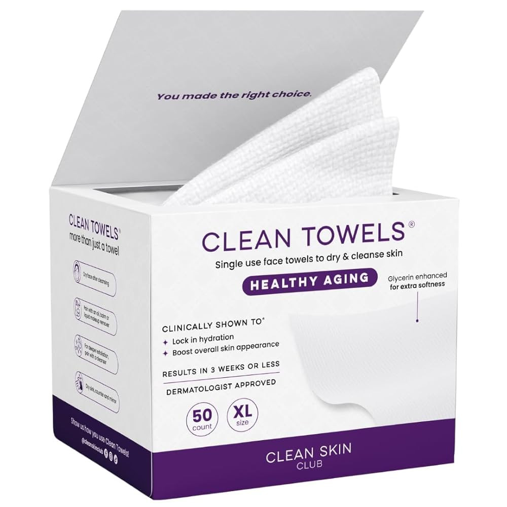 Clean Skin Club Clean Towels XL Healthy Aging™, Smooths Fine Lines Wrinkles & Texture In 6 Week... | Amazon (US)