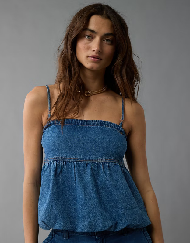 AE Denim Bubble Tube Top | American Eagle Outfitters (US & CA)