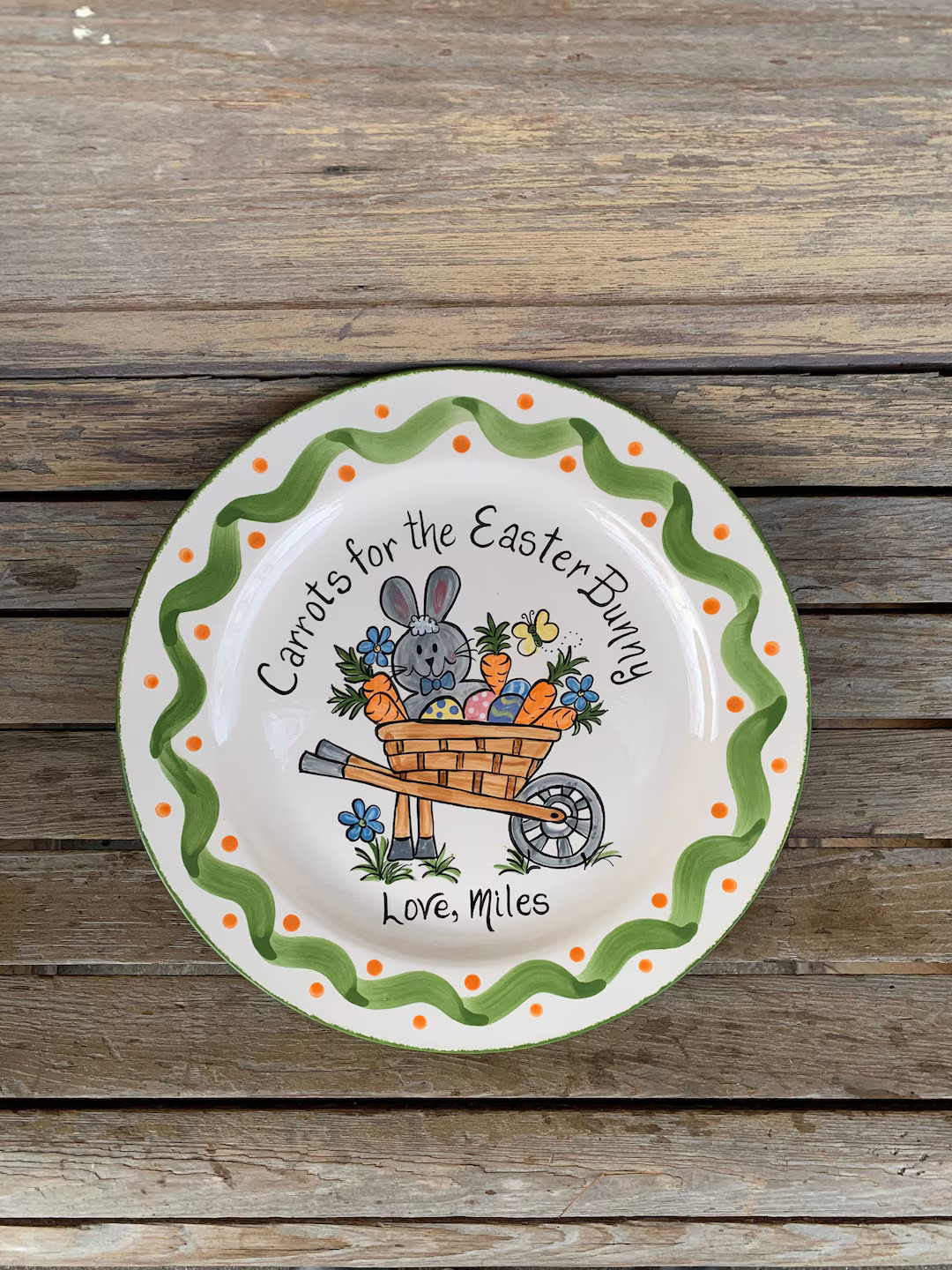 Carrots for Easter Bunny Plate Wheelbarrow Design | Etsy (US)