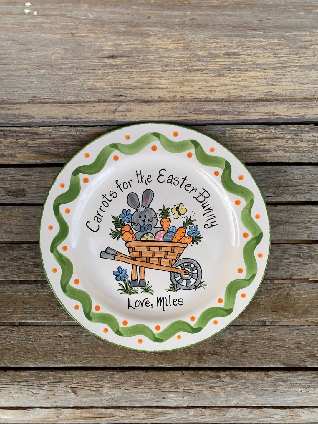 Carrots for Easter Bunny Plate Wheelbarrow Design | Etsy (US)