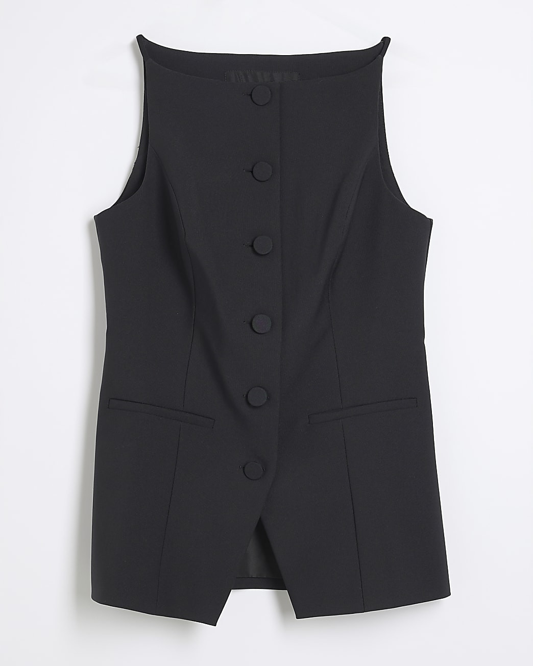 Black Square Neck Strappy Waistcoat | River Island UK & IE