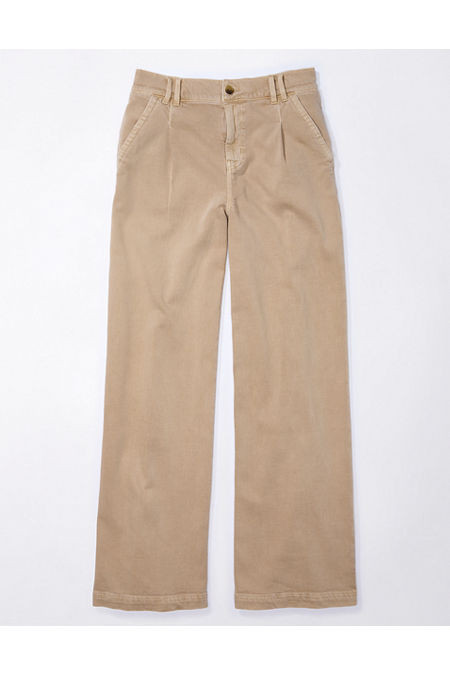 AE Dreamy Drape Stretch Poppy Trouser Women's Khaki 2 Regular | American Eagle Outfitters (US & CA)