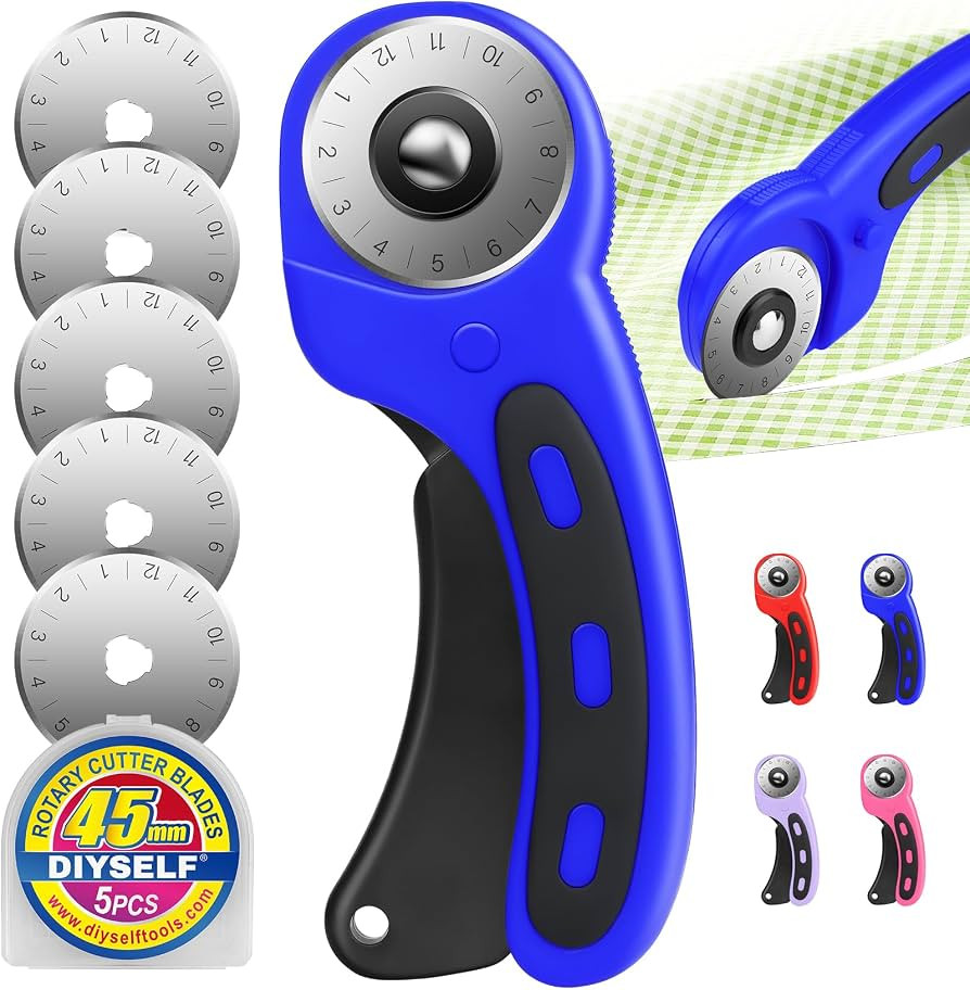 DIYSELF Rotary Cutter for Fabricr, Rolling Cutter with 5 Extra 45mm Blades | Amazon (US)