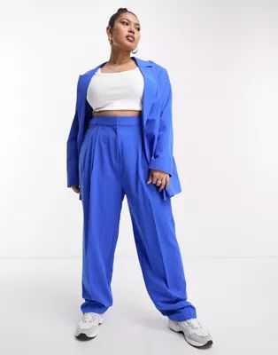 ASOS DESIGN Curve tailored suit pants in electric blue | ASOS (Global)