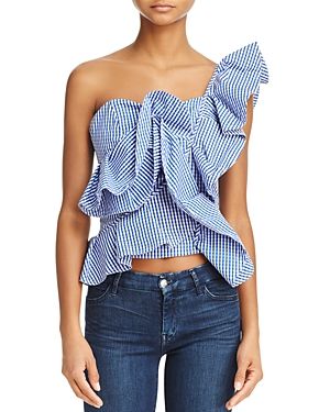 Alpha and Omega One-Shoulder Gingham Ruffle Top | Bloomingdale's (US)