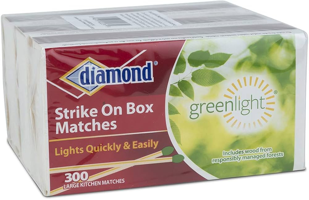 Diamond Greenlight Strike on Box Matches, 300 Count, 3 Pack | Amazon (US)
