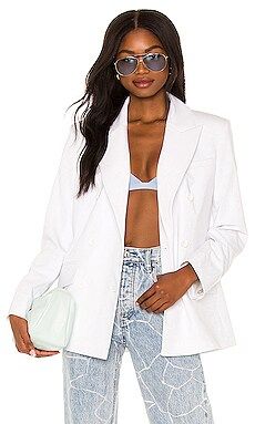 L'Academie Coco Double Breasted Blazer in White from Revolve.com | Revolve Clothing (Global)
