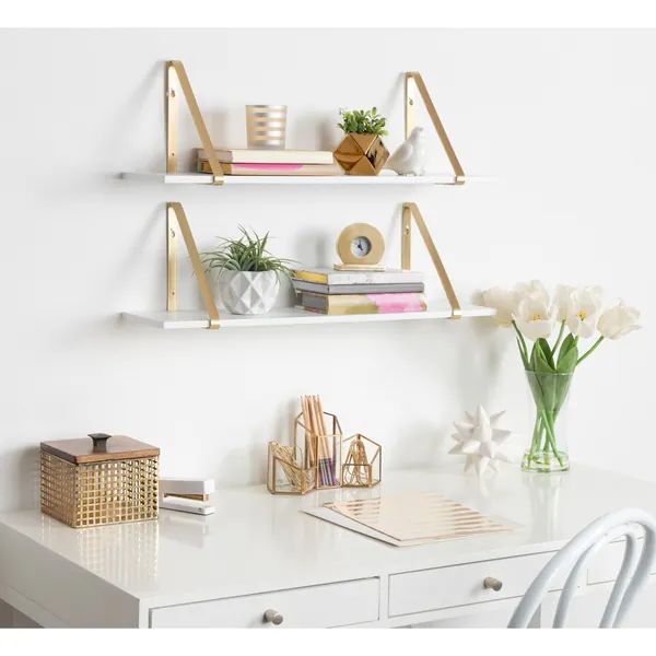 Kate and Laurel Soloman Wooden Shelves with Metal Brackets, 2 Pc Set | Bed Bath & Beyond
