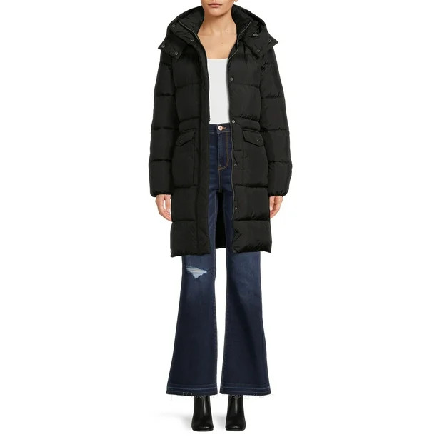 BCBG Paris Women's Long Puffer Coat with Hood - Walmart.com | Walmart (US)