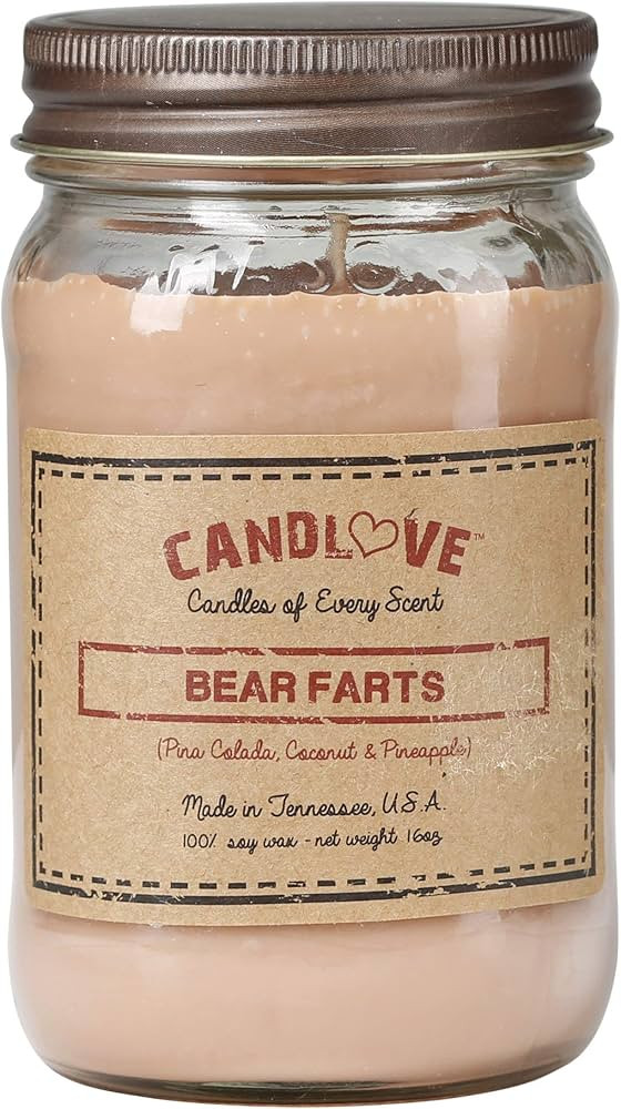 Bear Farts Scented Candle - Non-Toxic 100% Soy Candle - Handmade & Hand Poured Long Burning Candl... | Amazon (US)