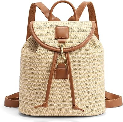 RNIEGA Straw Backpack for Women Summer Beach Bag Woven Drawstring Shoulder Bag Handbags for Trave... | Amazon (US)