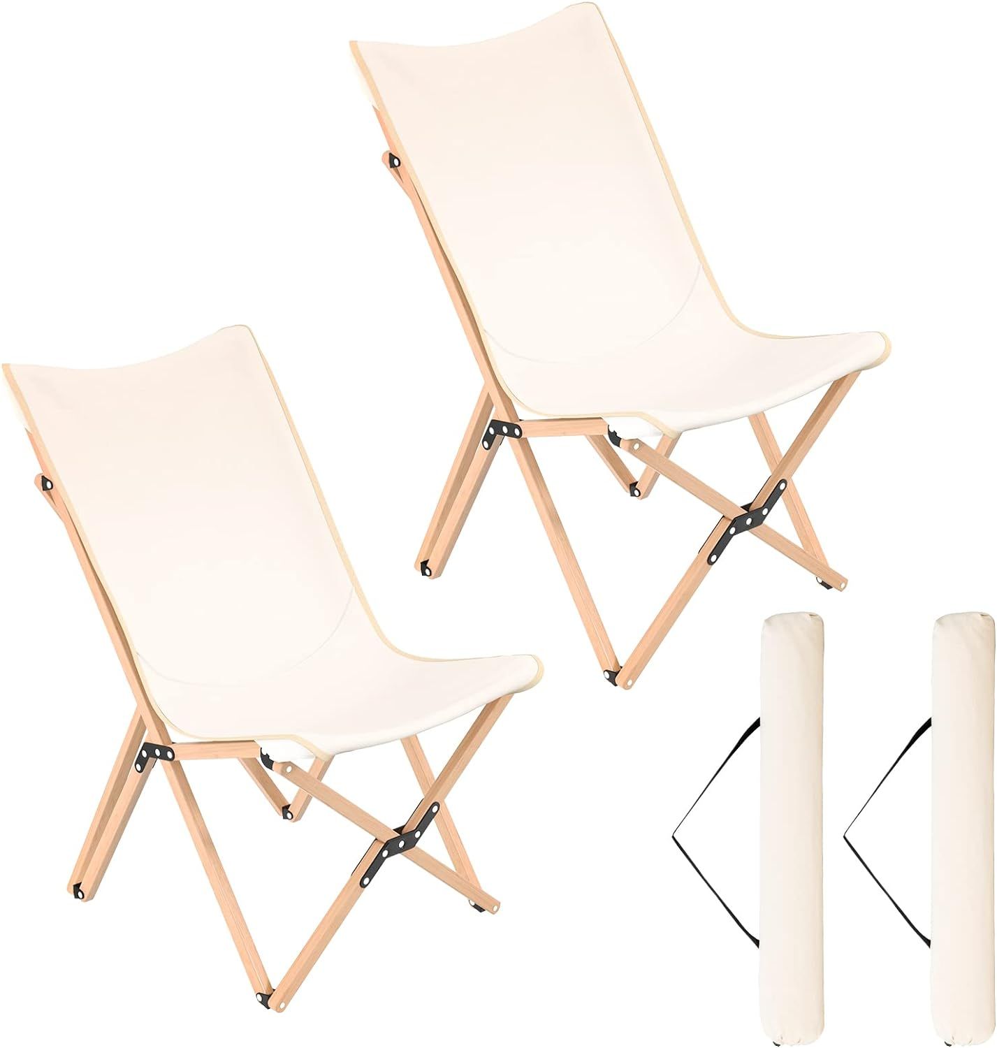 Giantex Camping Chairs 2 Pack, Folding Beach Chairs for 330lbs, Outdoor Butterfly Chair, Portable... | Amazon (US)