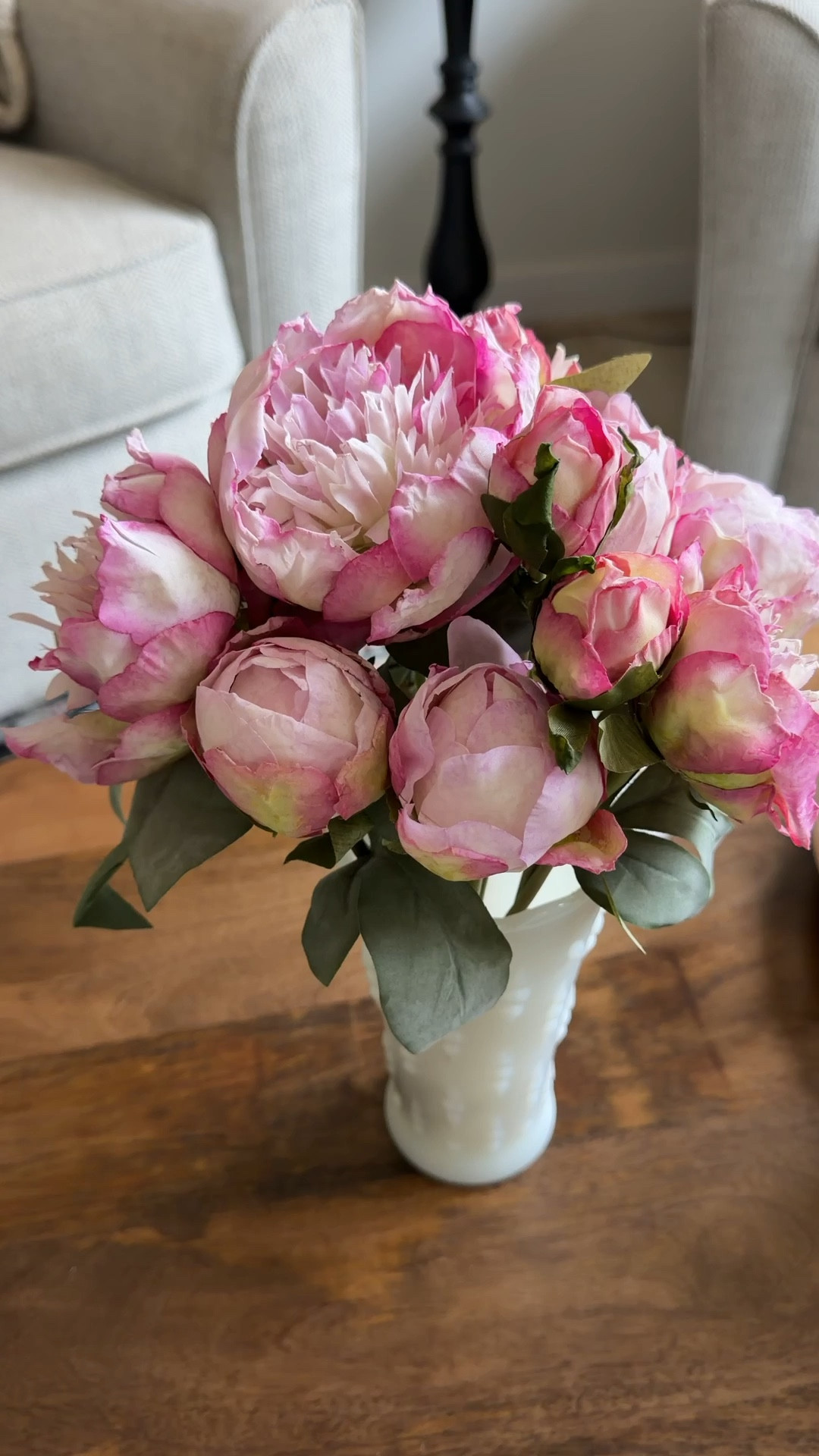 These faux peonies are one of my favorite easy home decor finds 🌸 I have them in purple (which is sadly sold out), but this pink color is just as beautiful and perfect for spring. The set comes with two bouquets that fill a vase really nicely, and I love that there are both open blooms and buds so they look much more realistic than most artificial flowers. Such an easy way to add a soft floral touch to your home with no maintenance. ✨

#LTKspringtrends #LTKspring #LTKHome