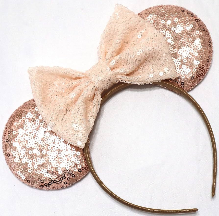 CLGIFT Beige Minnie Ears, Ivory Cream Minnie Ears, Silver White Minnie Ears, Mouse Ears, Silver M... | Amazon (US)