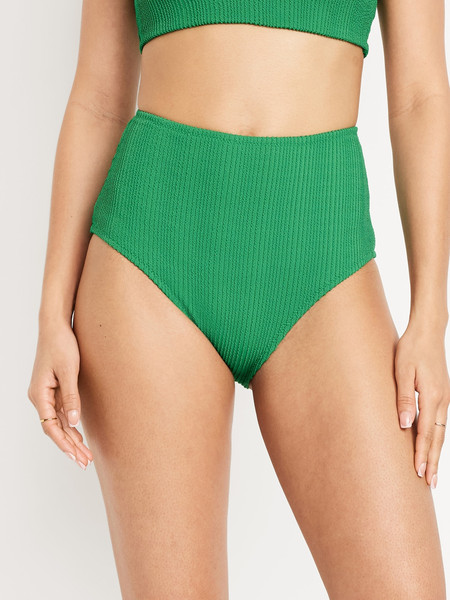 High-Waisted Textured Bikini Swim Bottoms | Old Navy (US)