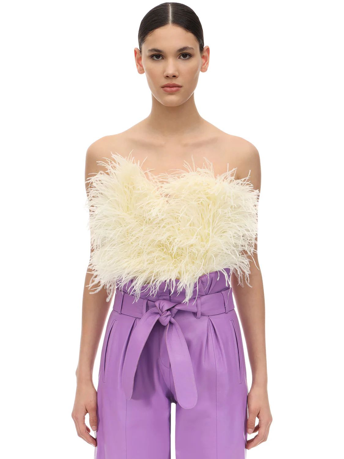 Strapless Feather Embellished Top | Luisaviaroma