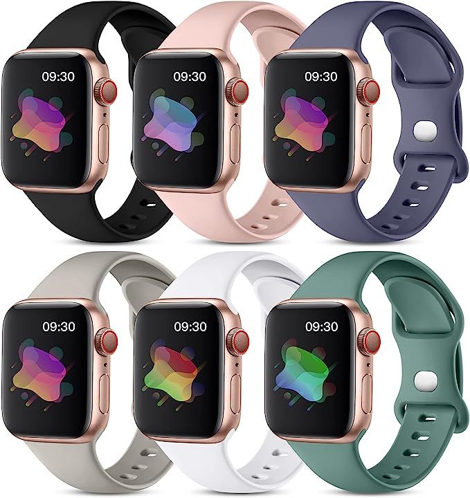 Maledan 6 Pack Bands Compatible with Apple Watch Band 40mm 38mm 44mm 42mm 41mm 45mm Women Men, So... | Amazon (US)