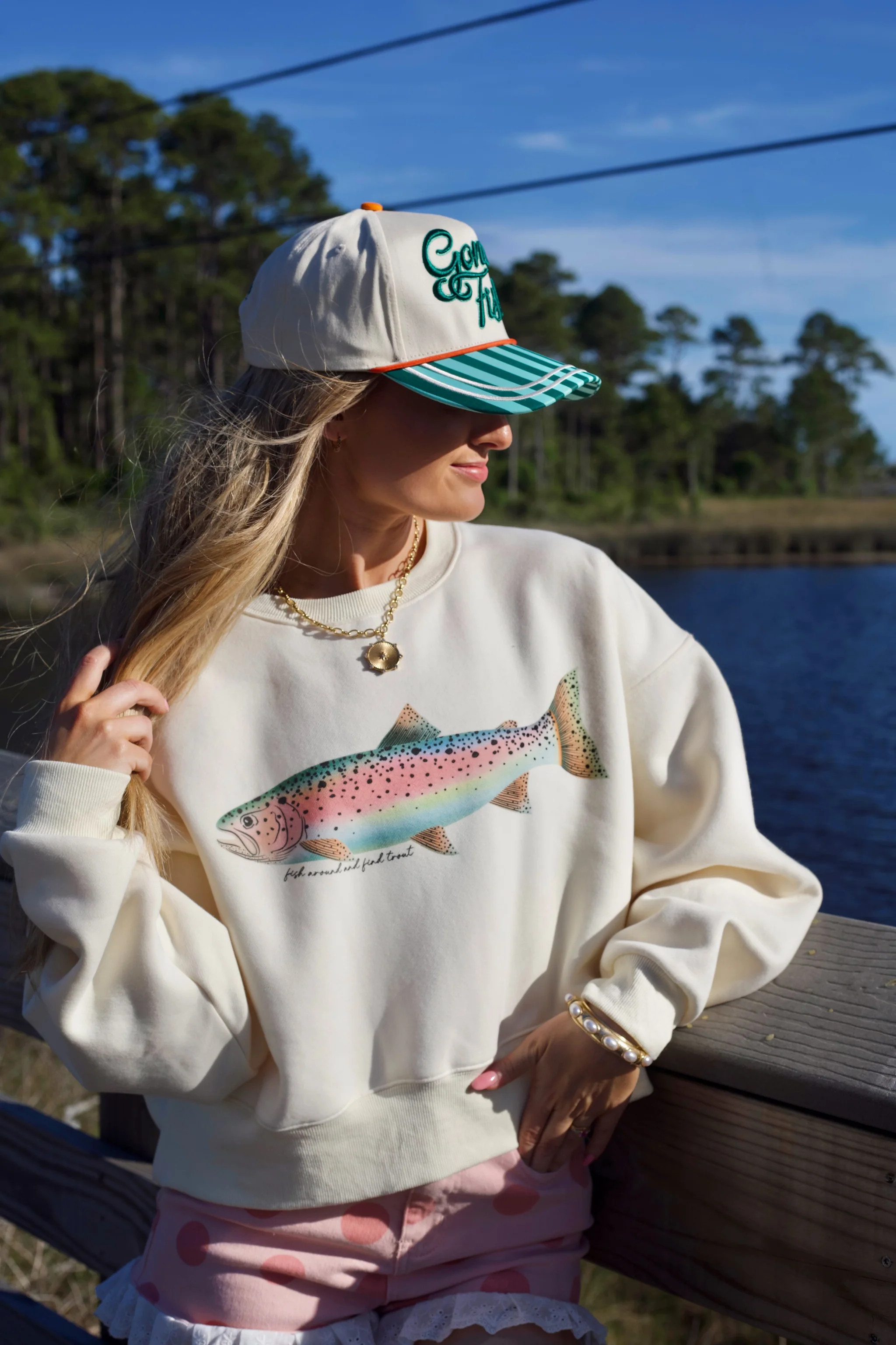 Rainbow Trout Crop Sweatshirt | Poppy & Pine