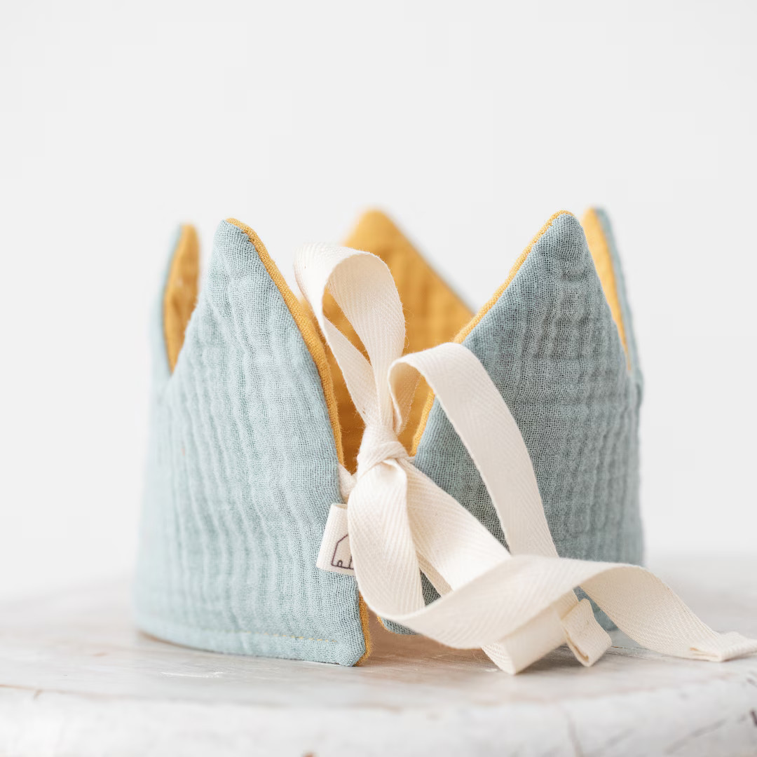 Mint Fabric Crown, Mustard Fabric Crown for Babies, Organic Cotton Crown, Crown for Kids, Gots Co... | Etsy (US)