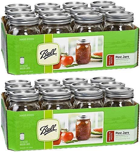 Ball Regular Mouth Pint 16-oz Mason Jar with Lids and Bands (Pack of 24) | Amazon (US)