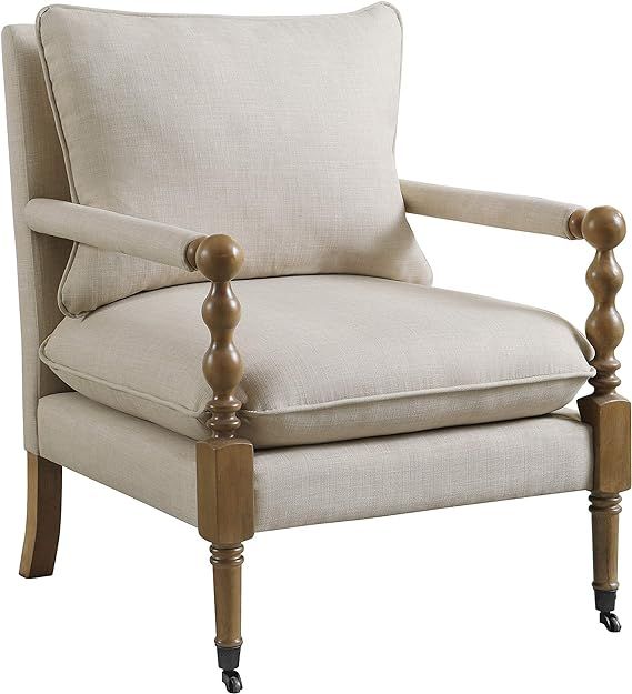 Coaster Furniture Upholstered Casters Beige Accent Chair 35.5" H x 31" W x 26.5" D 903058 | Amazon (US)