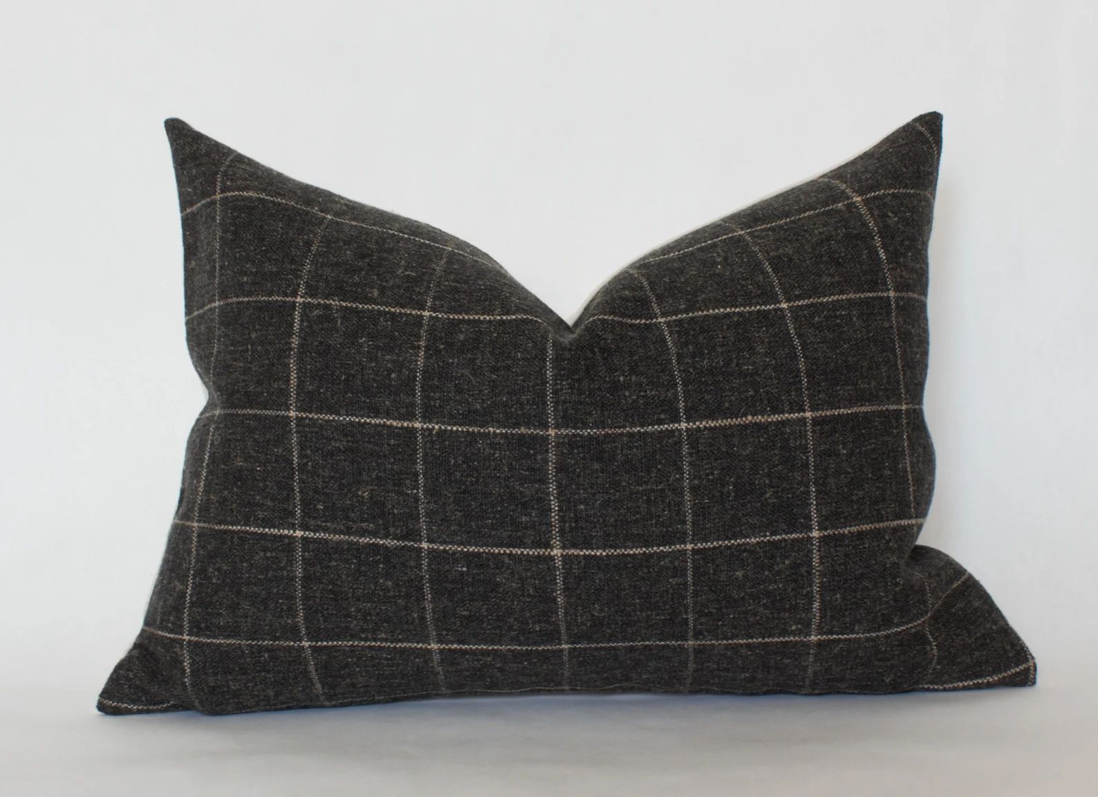 Black Plaid Pillow, Modern Minimalist Pillow, Charcoal Throw Pillow 18x18, Geometric Pillow Cover... | Etsy (US)