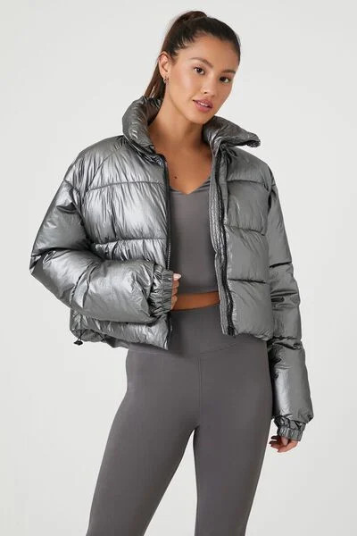 Active Metallic Puffer Jacket | Forever 21 (US)