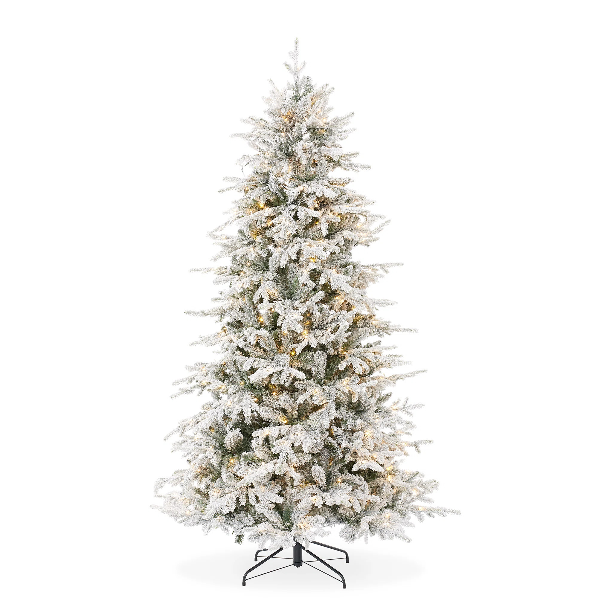 6.5FT Pre-Lit Slim Snow Flocked Aspen Fir Artificial Christmas Tree | Wayfair North America