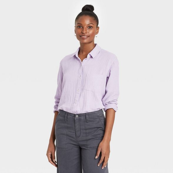 Women's Long Sleeve Gauze Button-Down Shirt - Universal Thread™ | Target