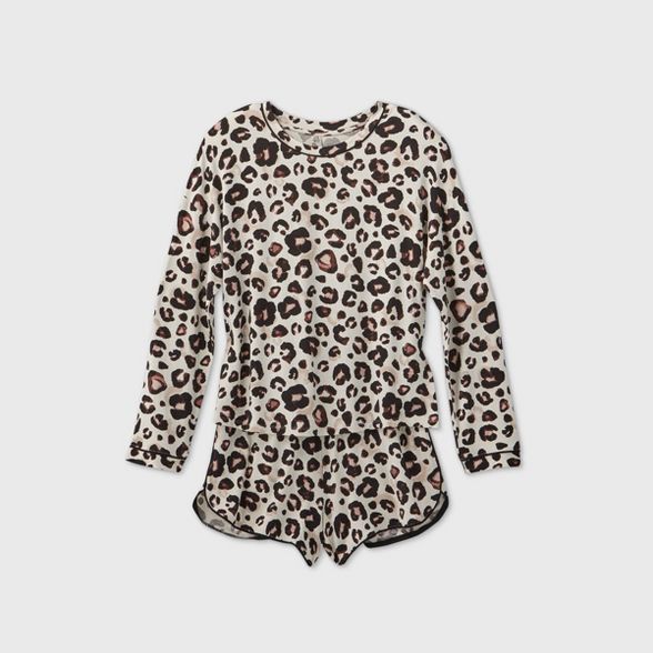 Women's Animal Print Beautifully Soft Long Sleeve Pajama Set - Stars Above™ Oatmeal | Target