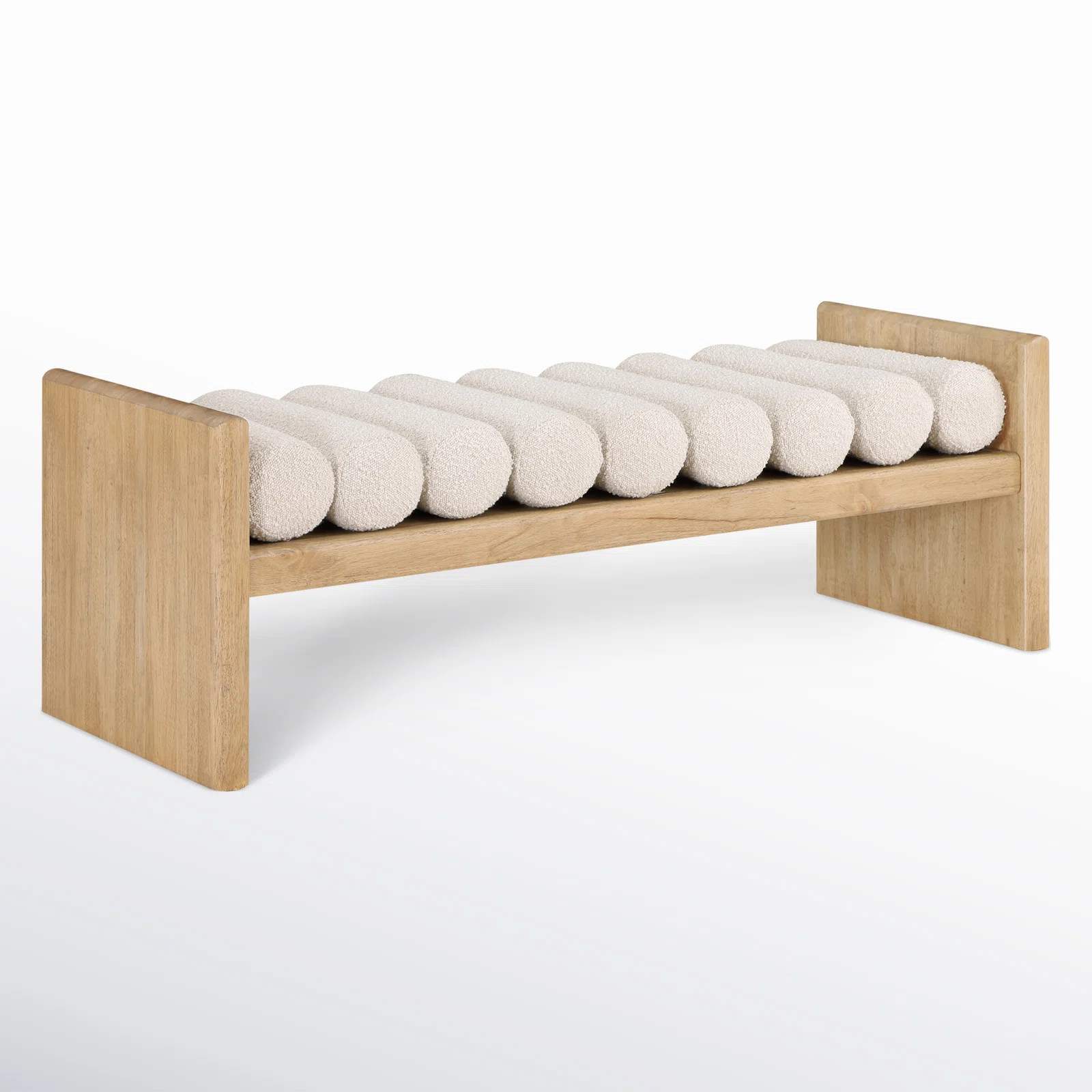 Latitude Run® Boucle Fabric Wood Bench & Reviews | Wayfair | Wayfair North America