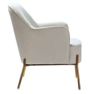 Nora Ivory Gold Legs Accent Chair | The Home Depot