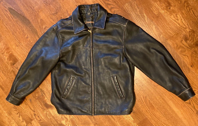 Vintage St. Johns Bay Dark Brown Leather Bomber Jacket Men's Size Large  | eBay | eBay US