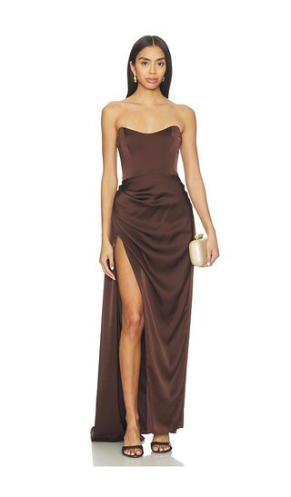 Katie May Bita Gown in Chocolate. - size XS | Revolve Clothing (Global)
