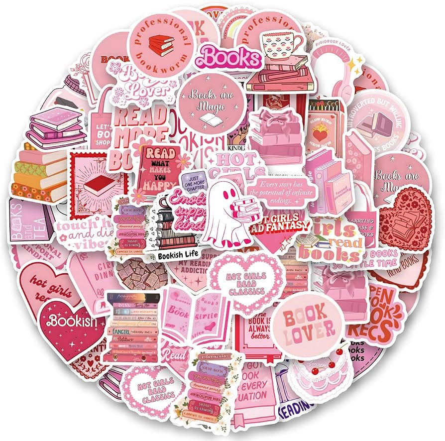 120 PCS Bookish Stickers,Pink Book Stickers for Kindle,Booktok Reading Stickers,Aesthetic Kindle ... | Amazon (US)