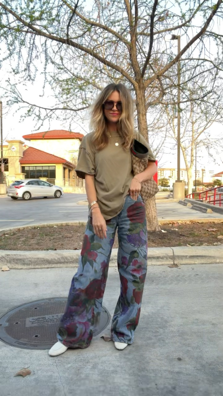 Today’s casual outfit! 
Free people oversized tee size XS 
Avec Les filles floral jeans size 25
Gucci slip on loafers
Gucci tote
Amazon sunglasses 🕶️ 

🔍: casual outfit, ootd, Avec les filles floral jeans, free people top, Amazon sunglasses, Gucci loafers, Gucci tote, spring style, petite style, moms over 40 style, Texas content creator 

#LTKOver40 #LTKootd #LTKPetite