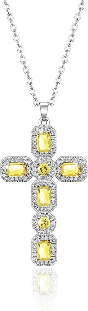 Linawe Cross Necklace for Women, Gold/Silver Jewelry Cross Charm Chain Necklaces, Moissanite Crys... | Amazon (US)