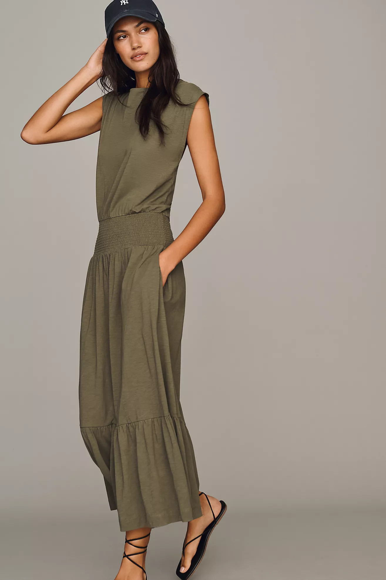 Nation Los Angeles Evonne Short-Sleeve Cotton Midi Dress | Anthropologie (US)