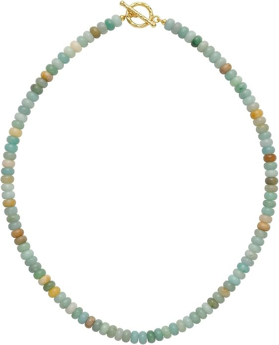 Zissunbeam Colorful Bead Gemstone Choker Necklace for Women, Handmade 4x6mm Rainbow Natural Birth... | Amazon (US)
