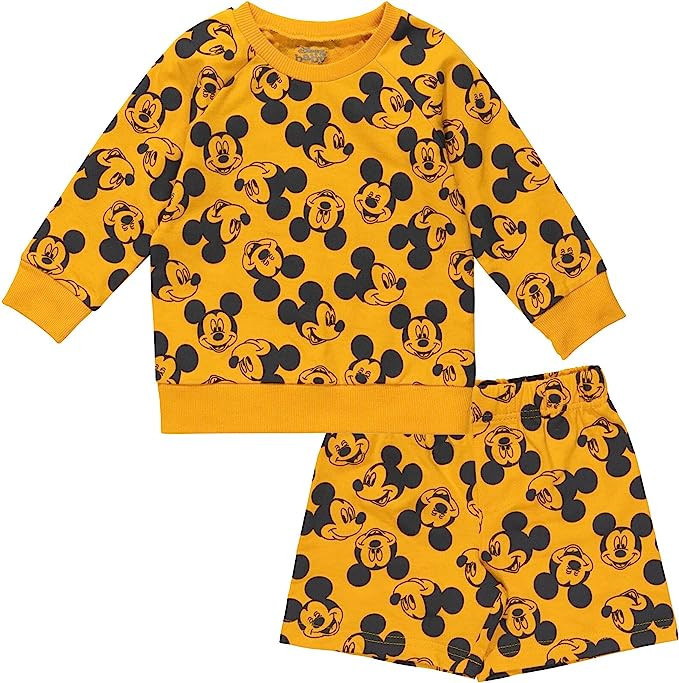 Disney Mickey Mouse Donald Duck Goofy French Terry Sweatshirt and Shorts Newborn to Big Kid | Amazon (US)