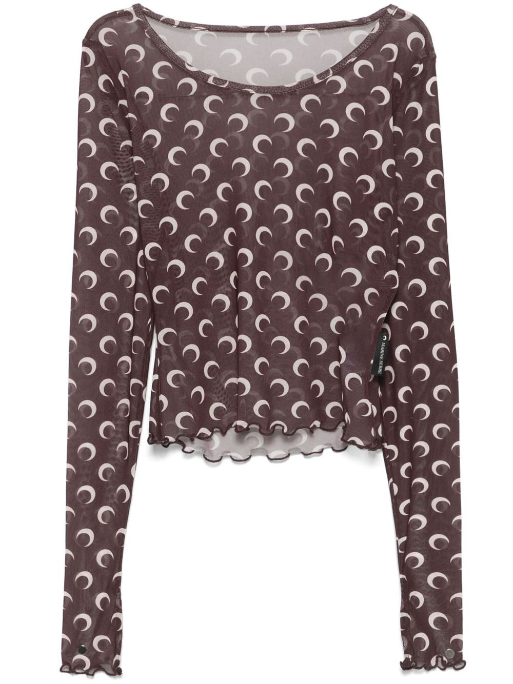 Marine Serre moon-print T-shirt - Brown | Farfetch Global