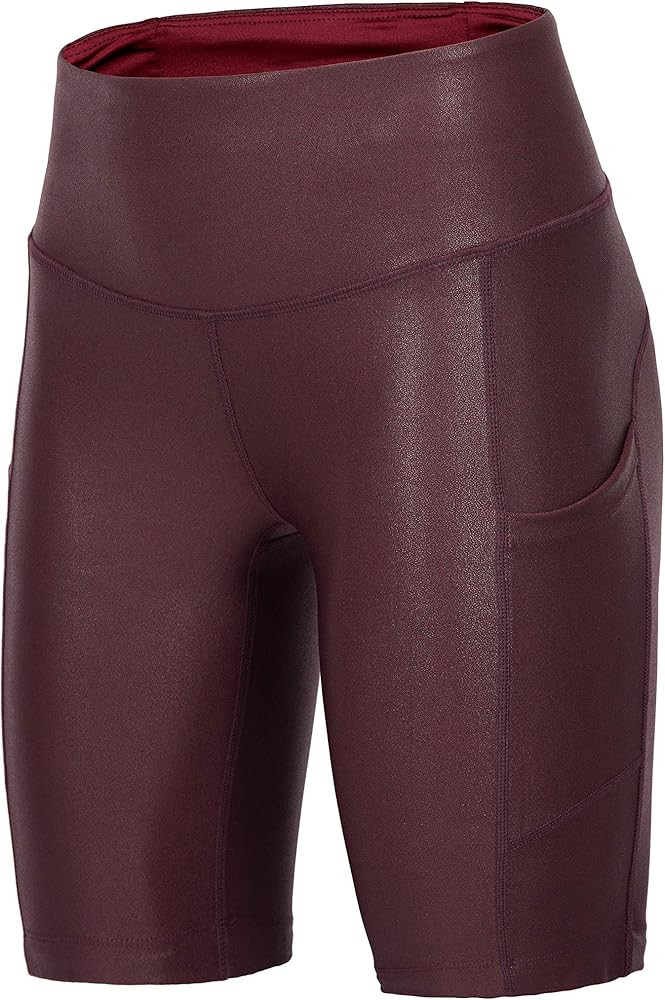 RUFIYO Women's Biker Shorts with Pockets High Waist Bike Shorts Faux Leather Workout Running Shor... | Amazon (US)