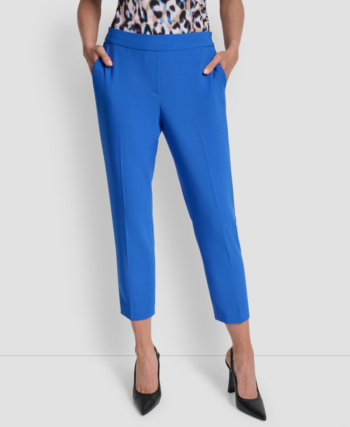 Dkny Women's Mid-Rise Straight-Leg Ankle Pants - Classic Blue | Macy's