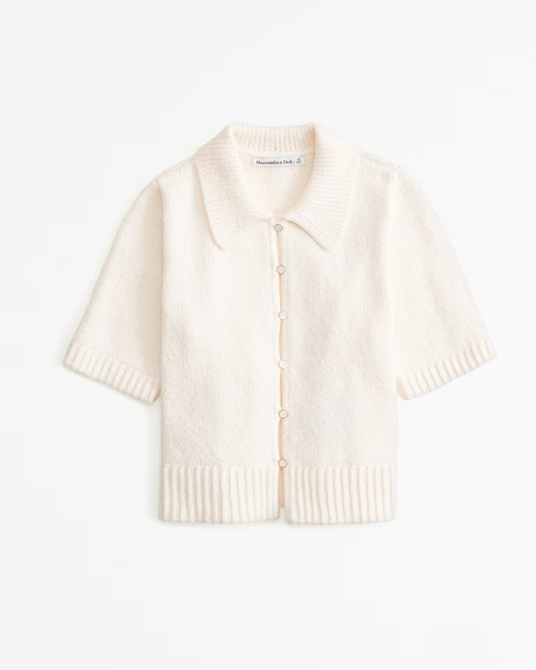 Novelty Button Short-Sleeve Cardigan | Abercrombie & Fitch (UK)