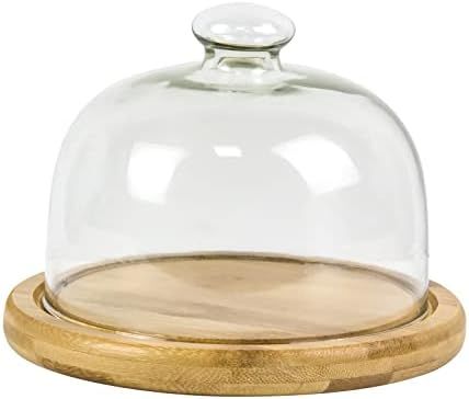 KVMORZE 5.9'' Glass Dessert Dome with Base, Mini Decorative Cake Tray with Glass Dome Cover, Cake Fr | Amazon (US)