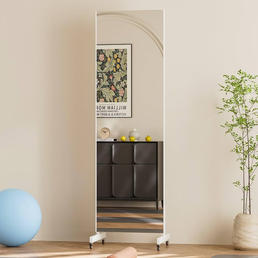 brisafe 63"x20" Ultra-Light Mobile Floor Mirror with 360° Wheels, 0.04mm Shatterproof Nano Film ... | Amazon (US)
