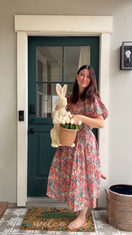 Bunny makeover complete! 🐇🌷 This was sooo easy to do and makes for perfect indoor or outdoor Easter decor! The faux tulips were the perfect finishing touch inside the bunny’s basket! 

Spring decor | porch decorations | Easter decor | Easter bunny | craft paint | Easter basket | tulips | faux tulips 

#LTKSeasonal #LTKVideo #LTKhome
