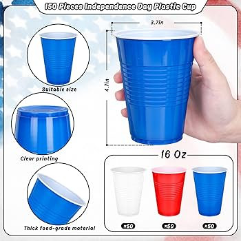 150Pcs Patriotic Plastic Cups 16Oz Red Blue White Disposable Drinking Cups Stackable Party Cups f... | Amazon (US)