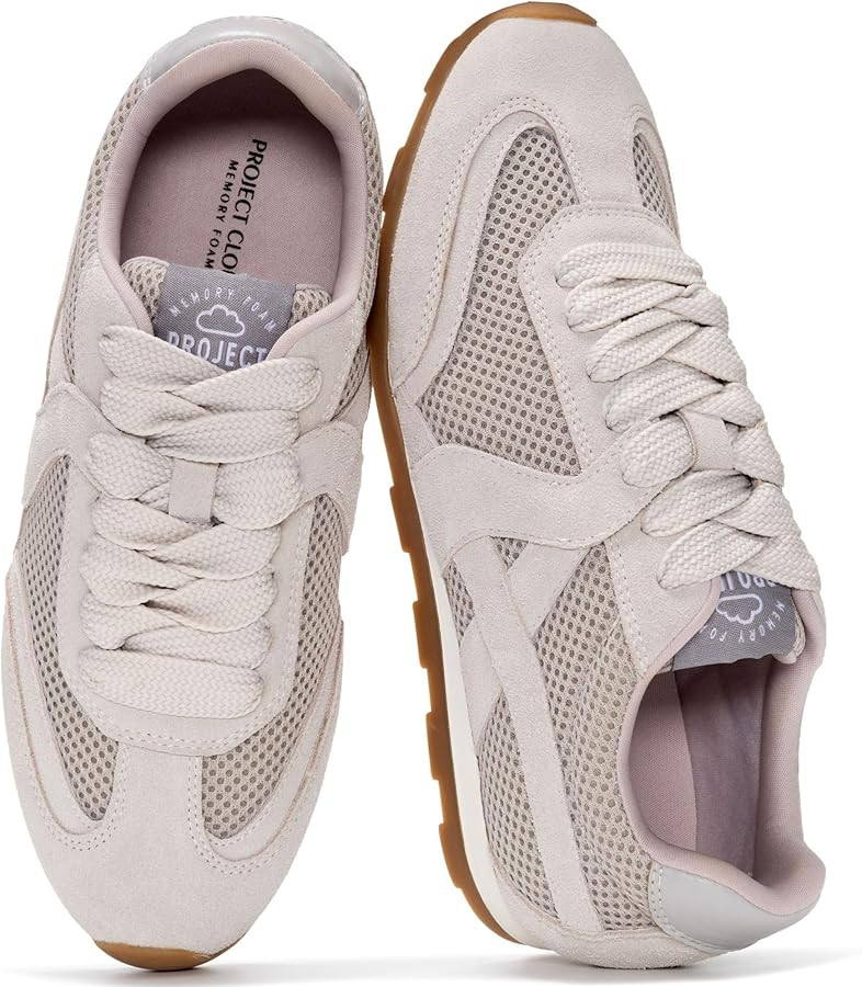 Project Cloud Leather Barefoot Shoes Women – Memory Foam Lace-Up Womens Sneakers – Lightweigh... | Amazon (US)